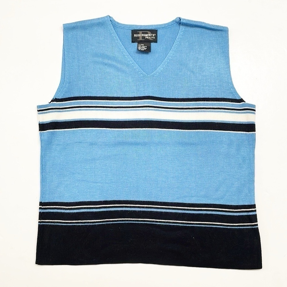 Requirements blue striped sweater knit sleeveless top